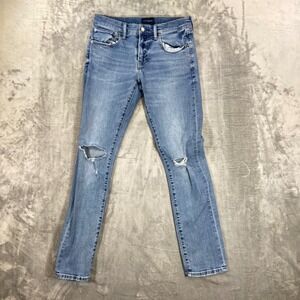 Lucky Brand Skinny Jeans Men's Size 30x32 Blue Light Wash Distressed Denim Pants